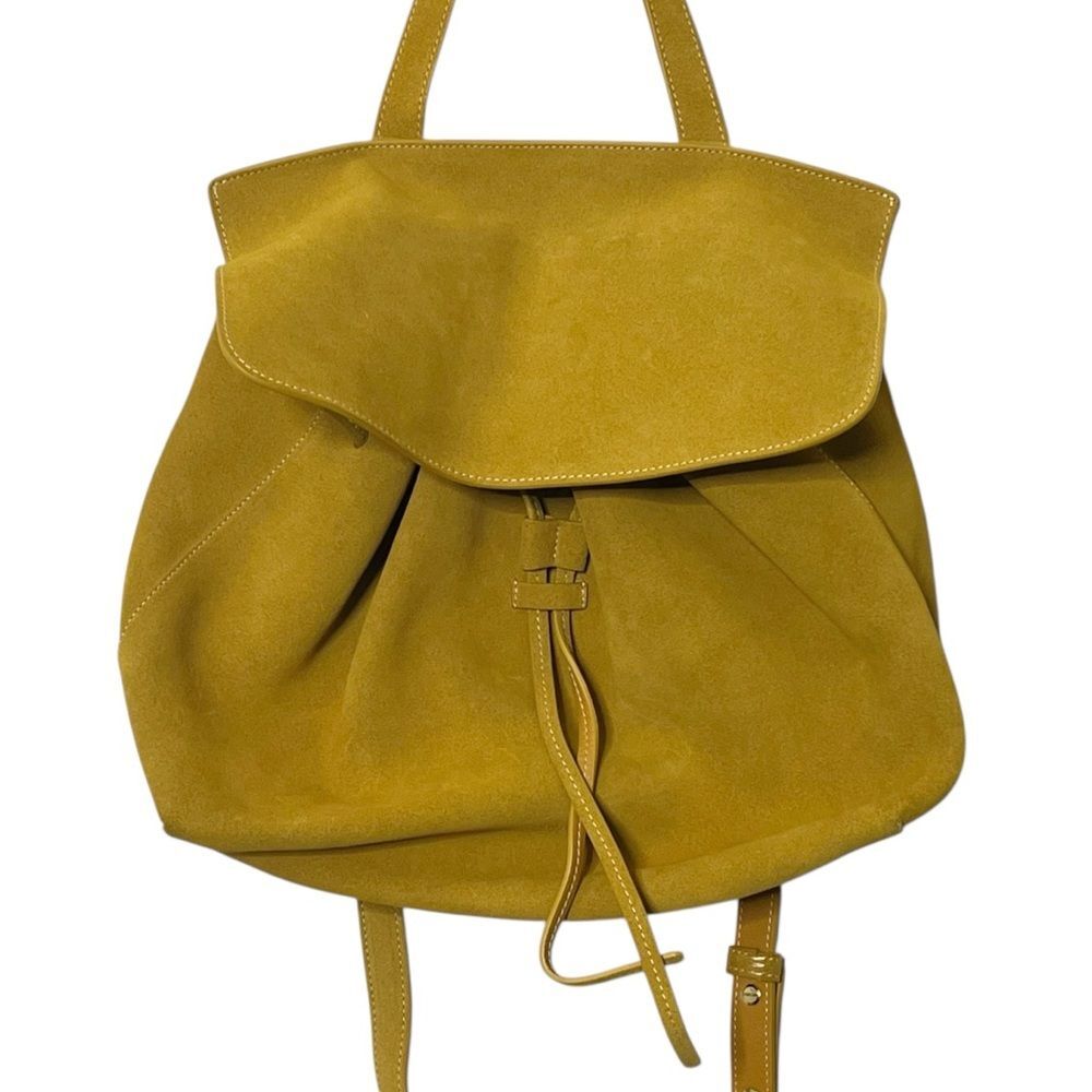 Mansur Gavriel Lady Bag Suede Mustard Yellow‎ Convertible Top Handle Shoulder - Picture 3 of 15